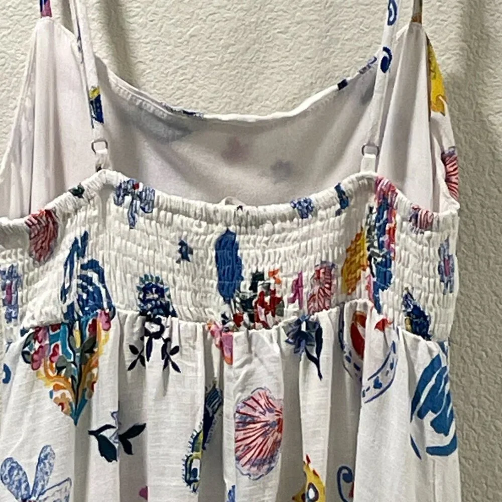ANTHROPOLOGIE +Label of Love "Portofino" Maxi Sundress Floral White/Blue Women M - Picture 11 of 13